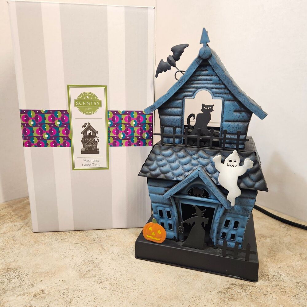 Scentsy Retired Haunting Good Time Wax Warmer Haunted House Halloween Orig. Box